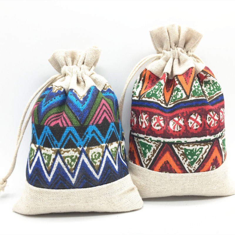 Ethnic Fabric - Estilo étnico saco de cordão jóias