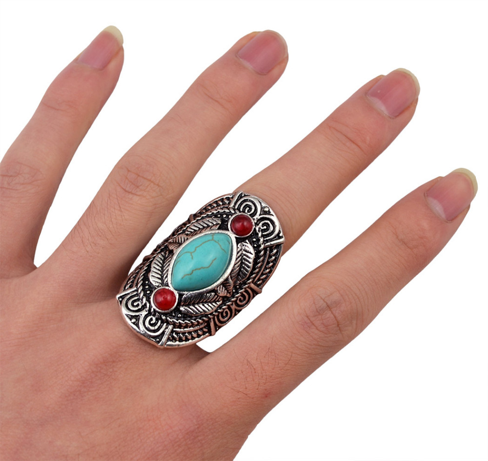 Ethnic Fashion Pakistan - Boho Ethnic Tibet Anéis Turquesa para