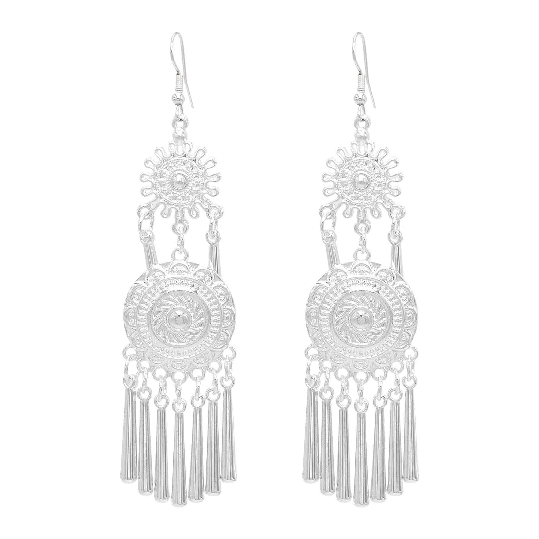 Ethnic Fashion Pakistan - Miao liga prateada pequeno chifre borla