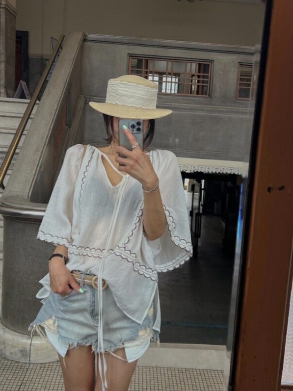 Ethnic Fusion Fashion - Top de Estilo Coreano com Patchwork