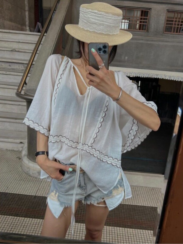 Top de Estilo Coreano com Patc - Ethnic Fusion Fashion avaliação e preço
