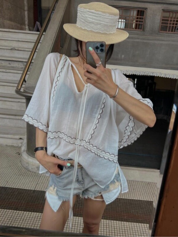 Top de Estilo Coreano com Patc - Ethnic Fusion Fashion avaliação e preço
